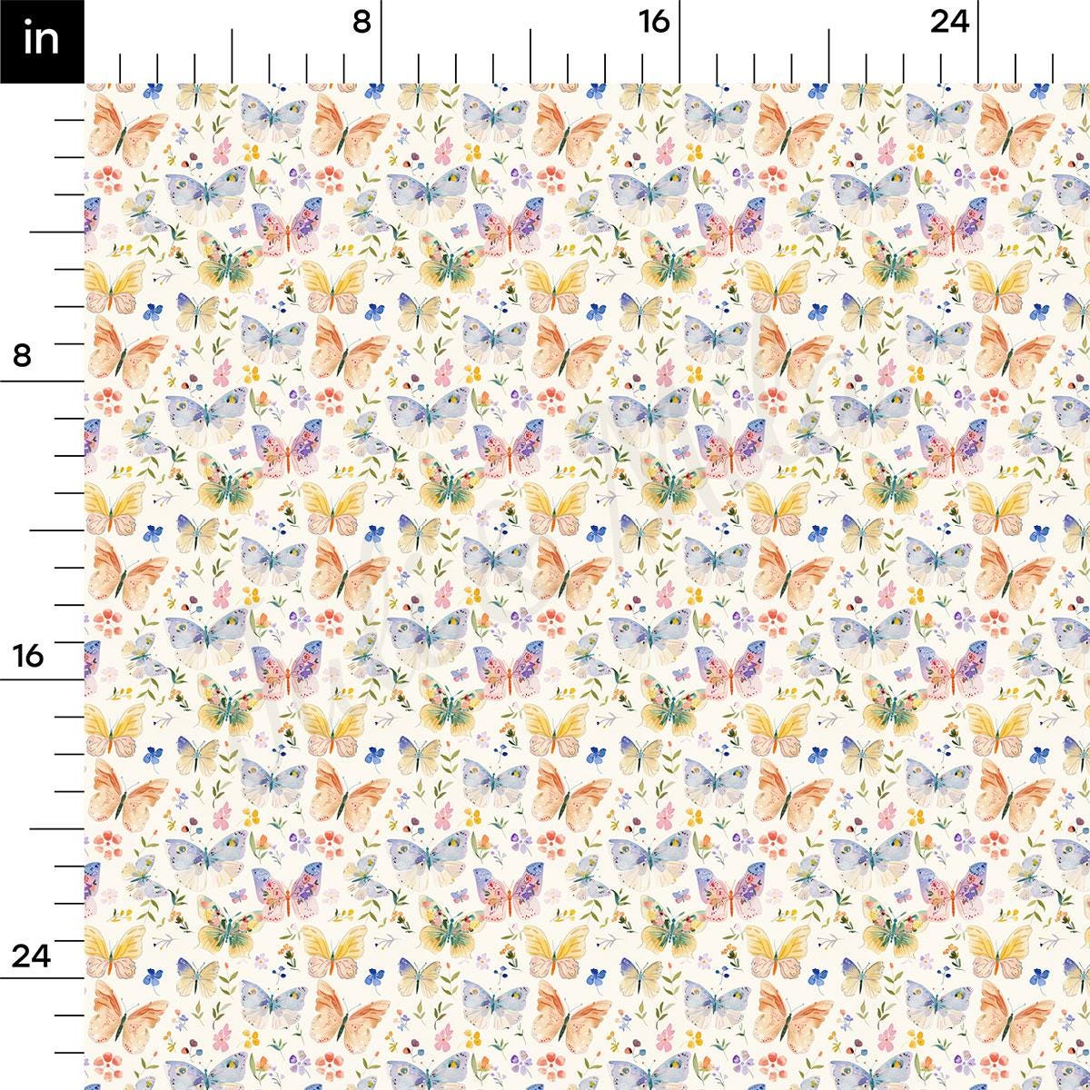 a ruler with a pattern of butterflies on it