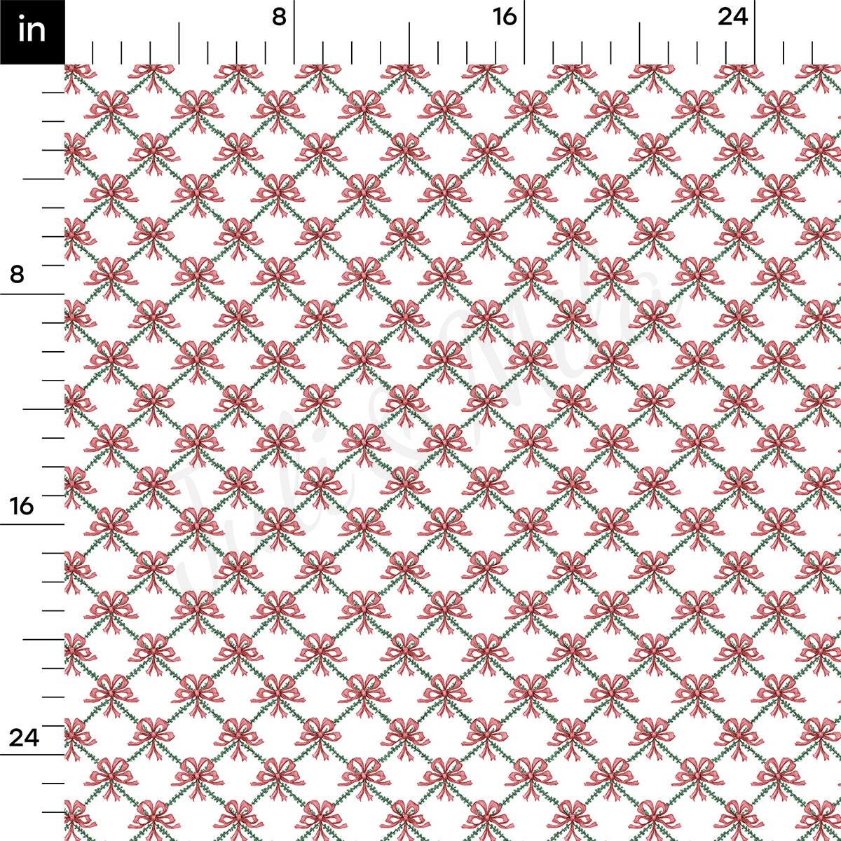 a repeating pattern of red and green flowers arranged in a grid-like fashion.