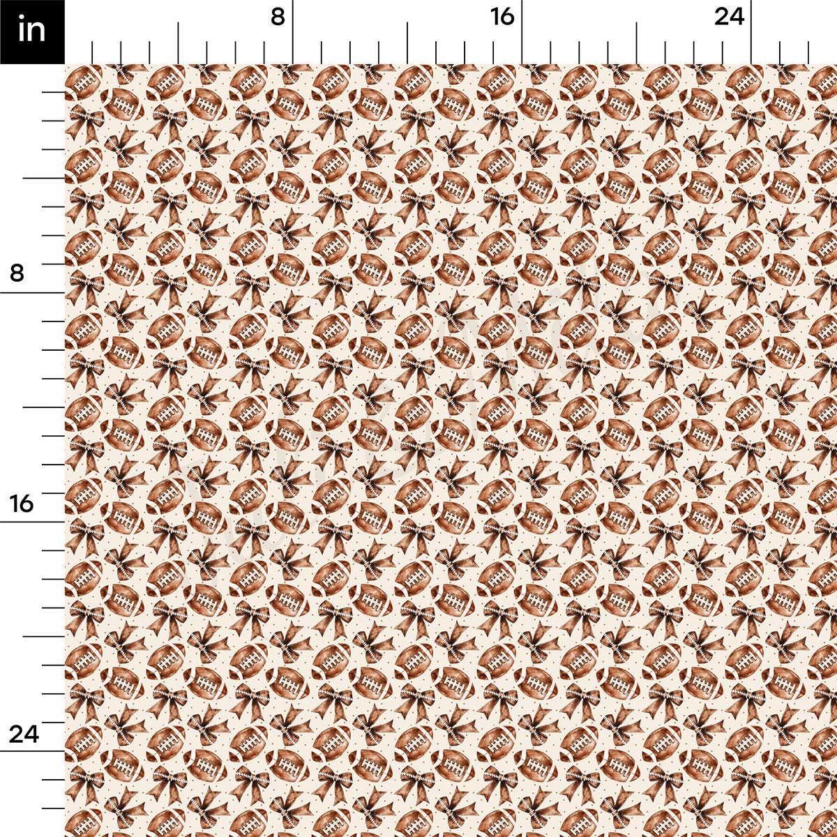 a repeating pattern of brown footballs with white stripes, creating a visually cohesive design.