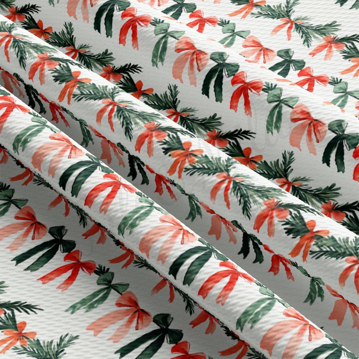 a repeating pattern of red and green bows on a white background, creating a festive and holiday-themed design.