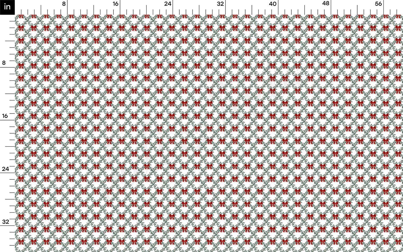 The image is a fabric print with a repeating pattern of red and white flowers or leaves. The pattern is arranged in a grid-like fashion, with each square filled with the same design. The image is quite large, occupying the entire frame, and the pattern repeats itself across the entire width and height of the image.