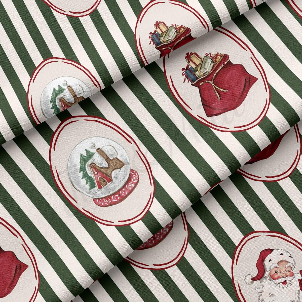 The image is a collage of Christmas-themed images, including Santa Claus, a snow globe, and a red sack.