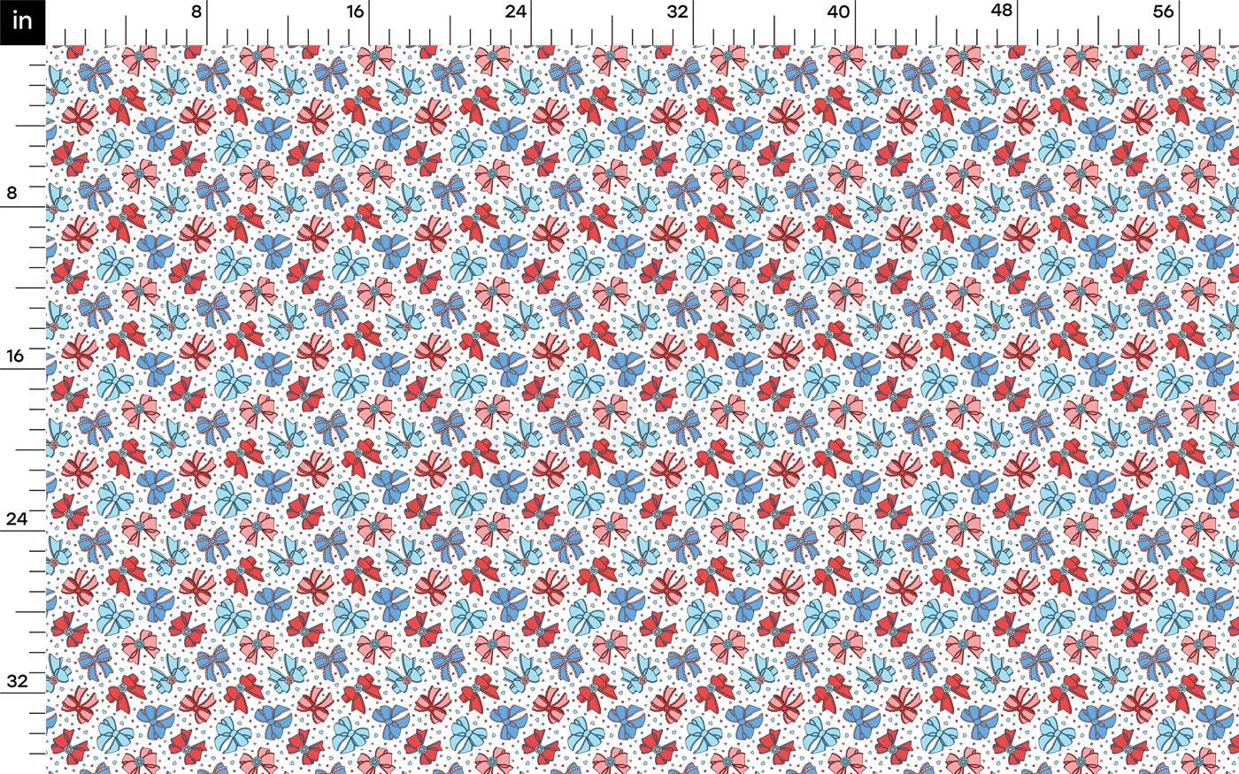 a ruler with a pattern of red, white and blue flowers on it