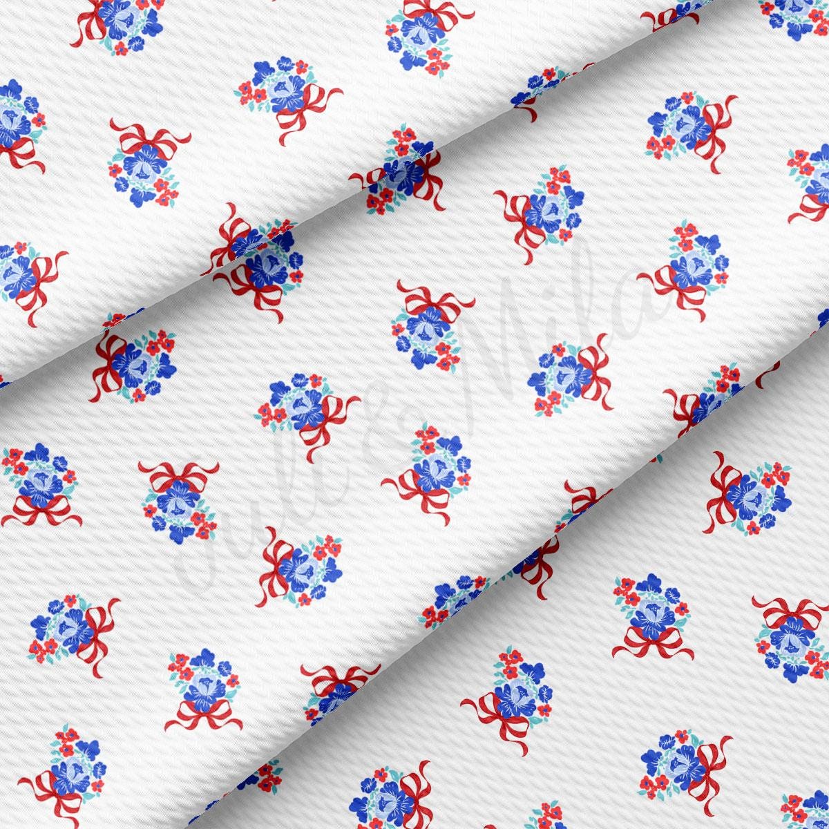 a white background with red and blue flowers
