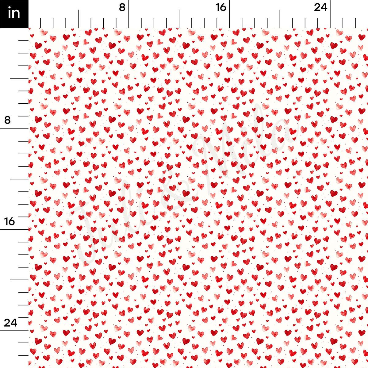 a repeating pattern of red hearts on a white background.
