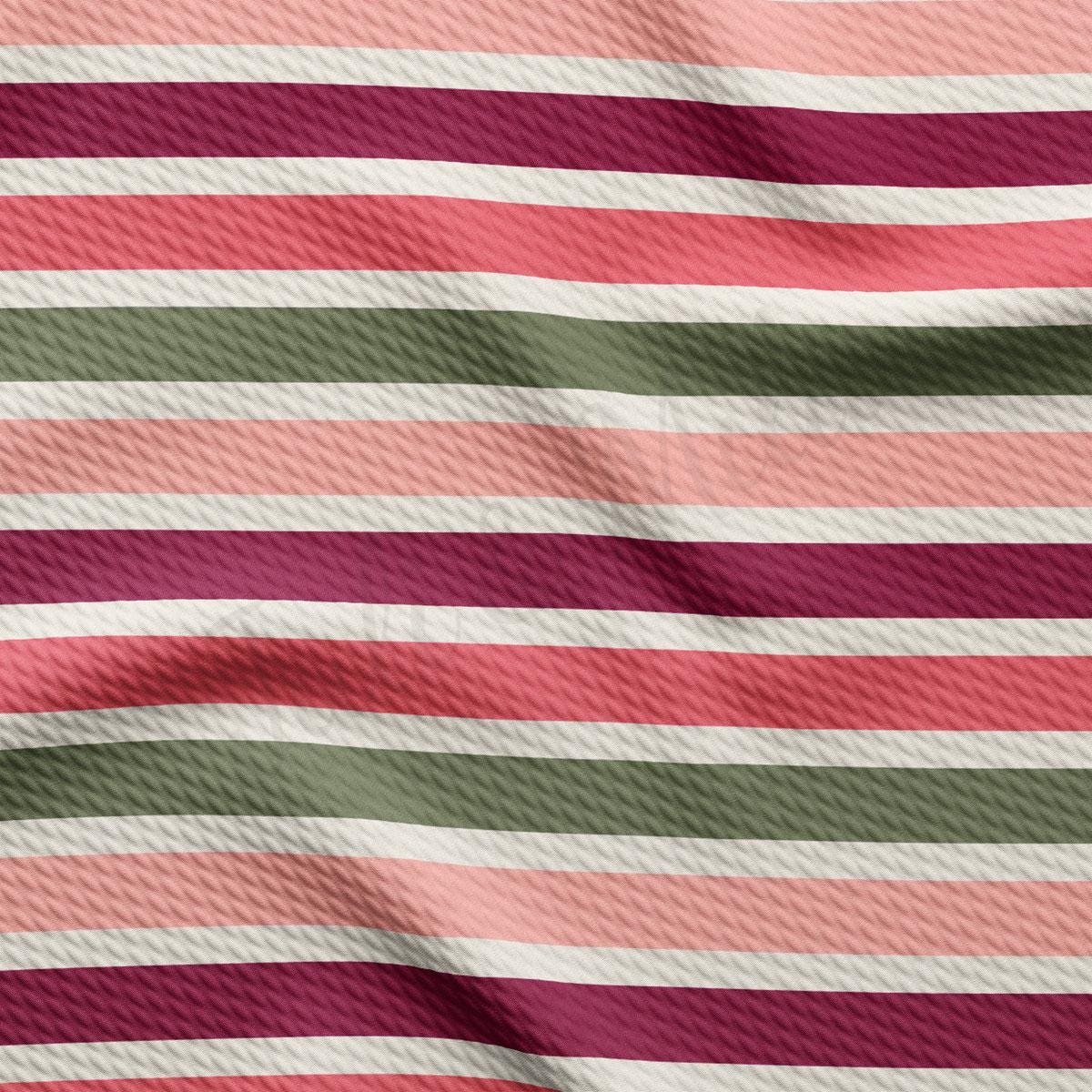 a pink, green, red and white striped fabric