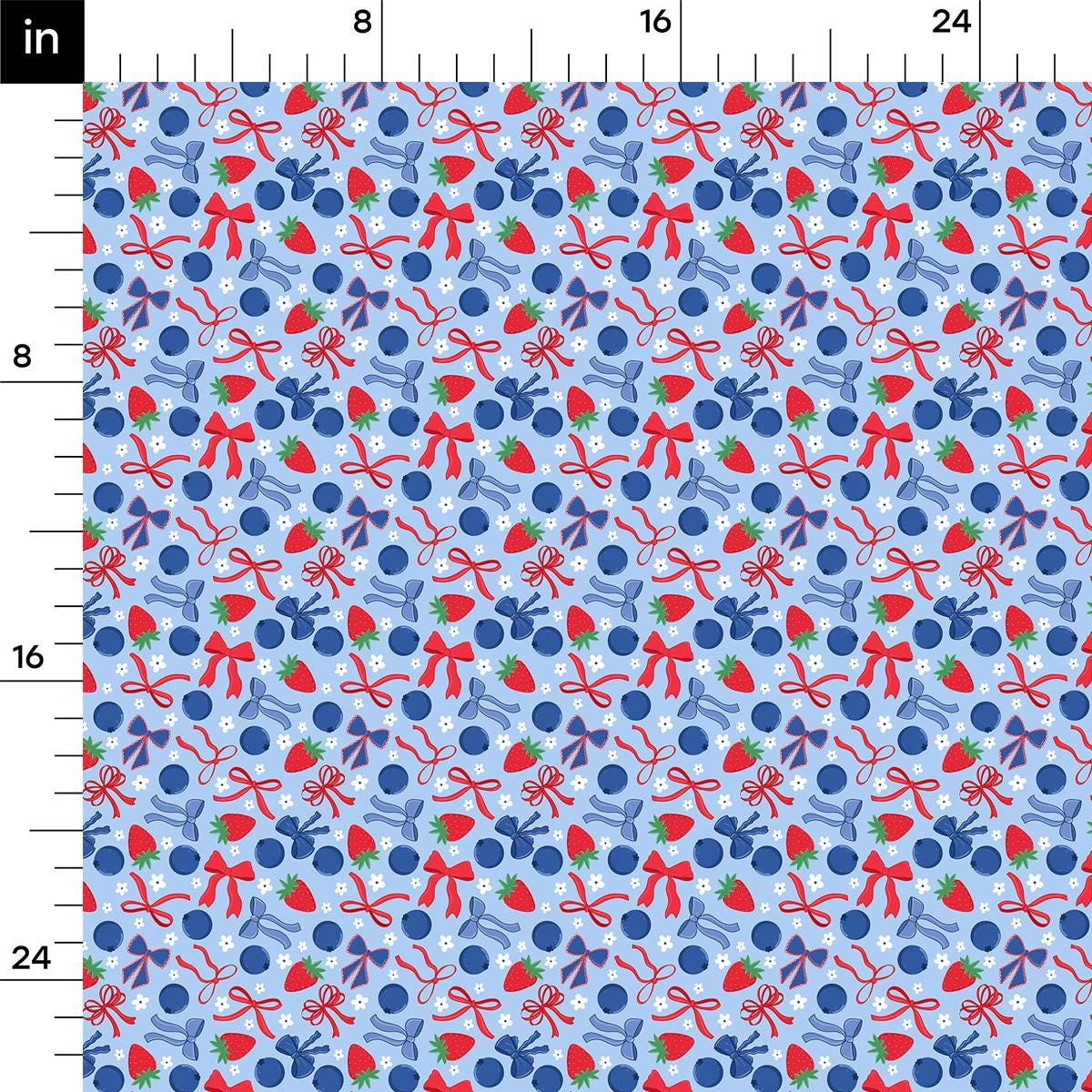 a blue background with red and blue bows and polka dots