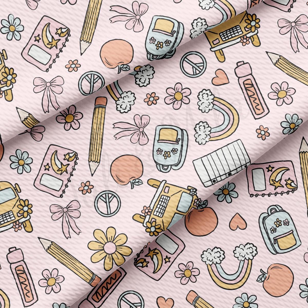 a pink background with a bunch of different things on it