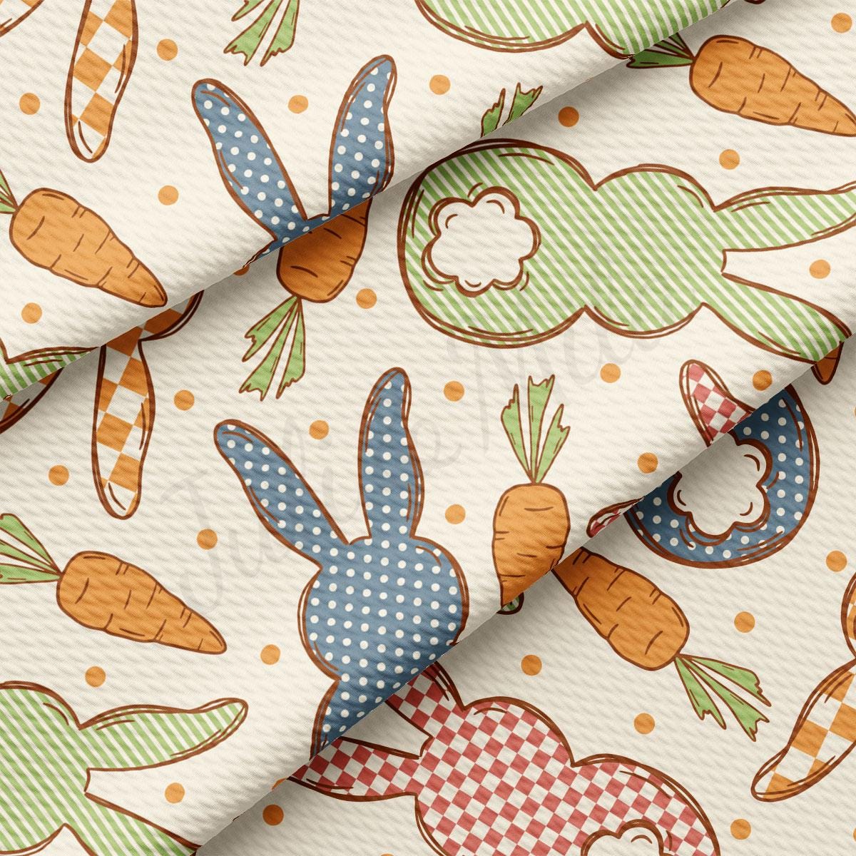 a pattern of rabbits and carrots on a white background