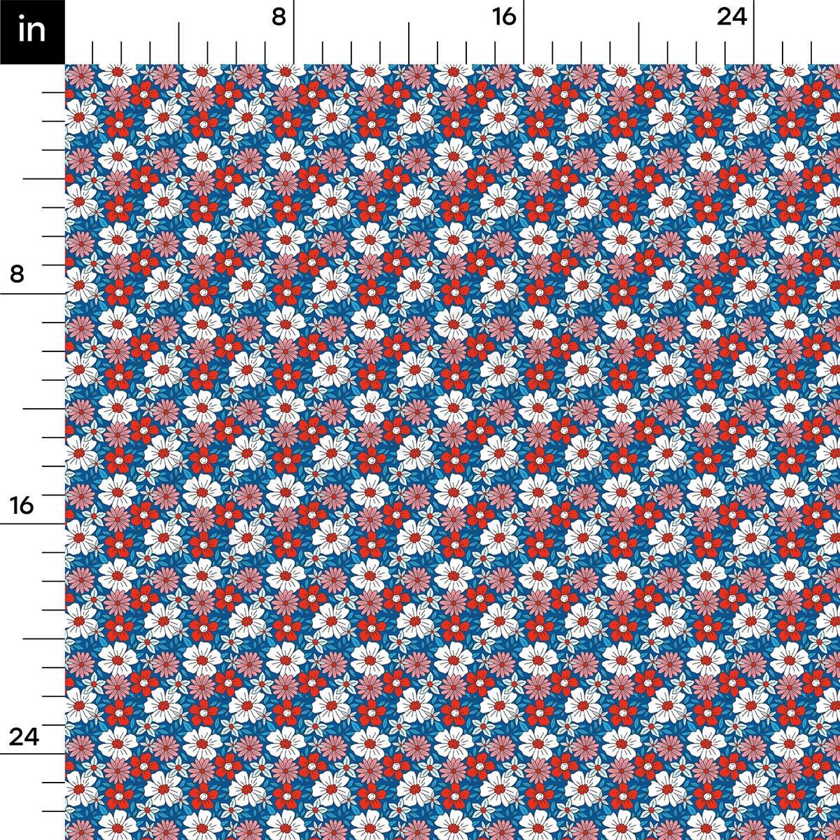 a red, white and blue flower pattern on a ruler