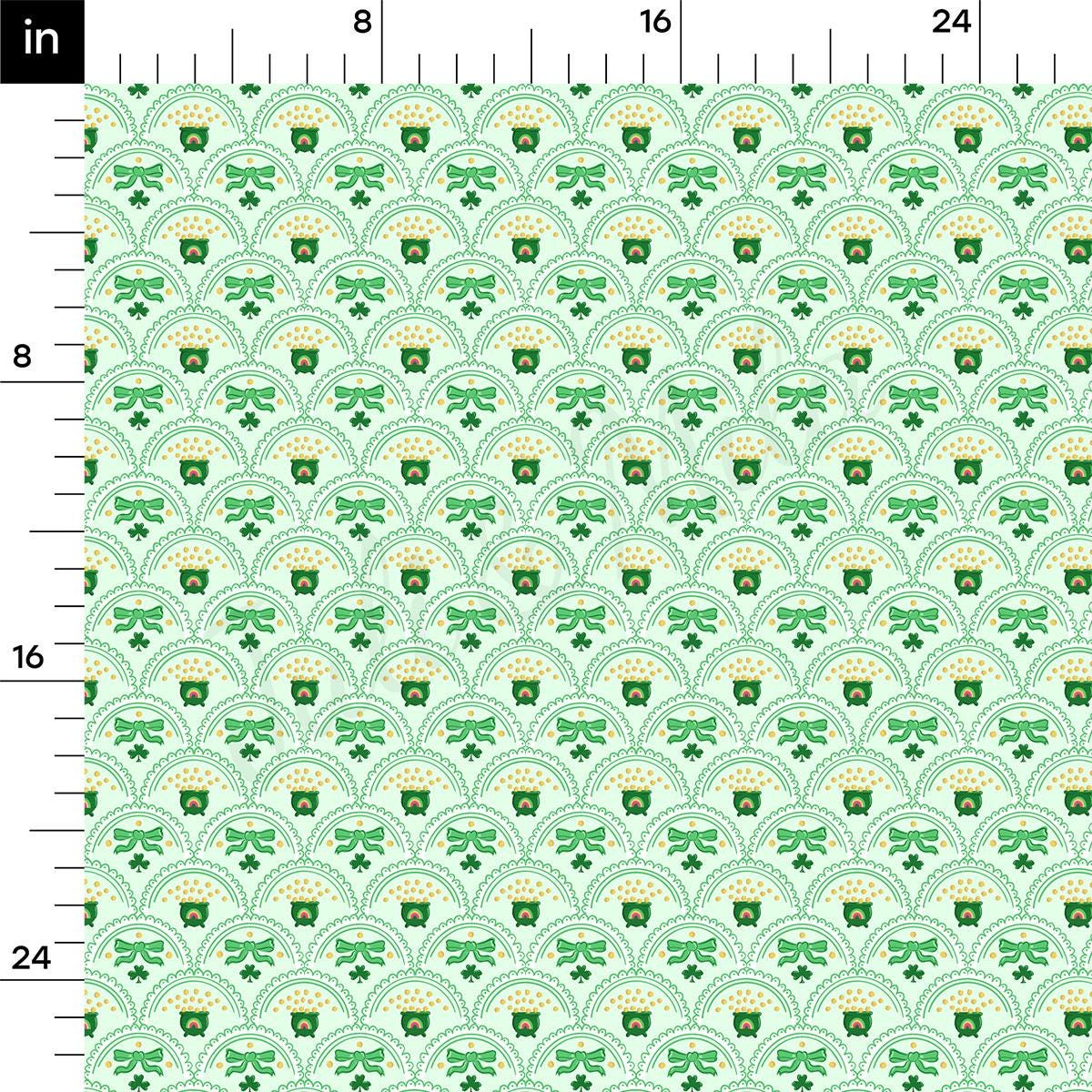 a green and yellow pattern with a white background
