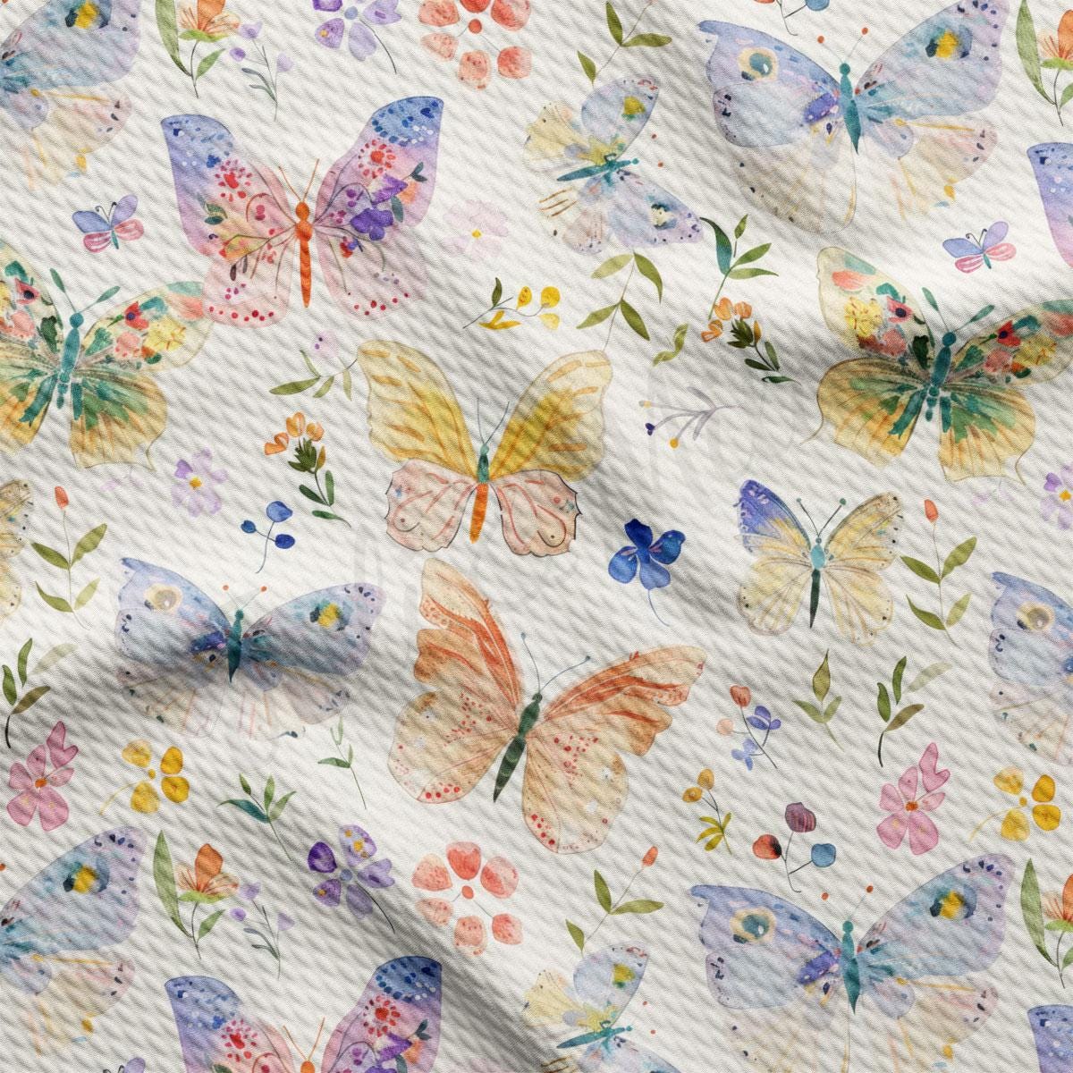 a white background with colorful butterflies and flowers