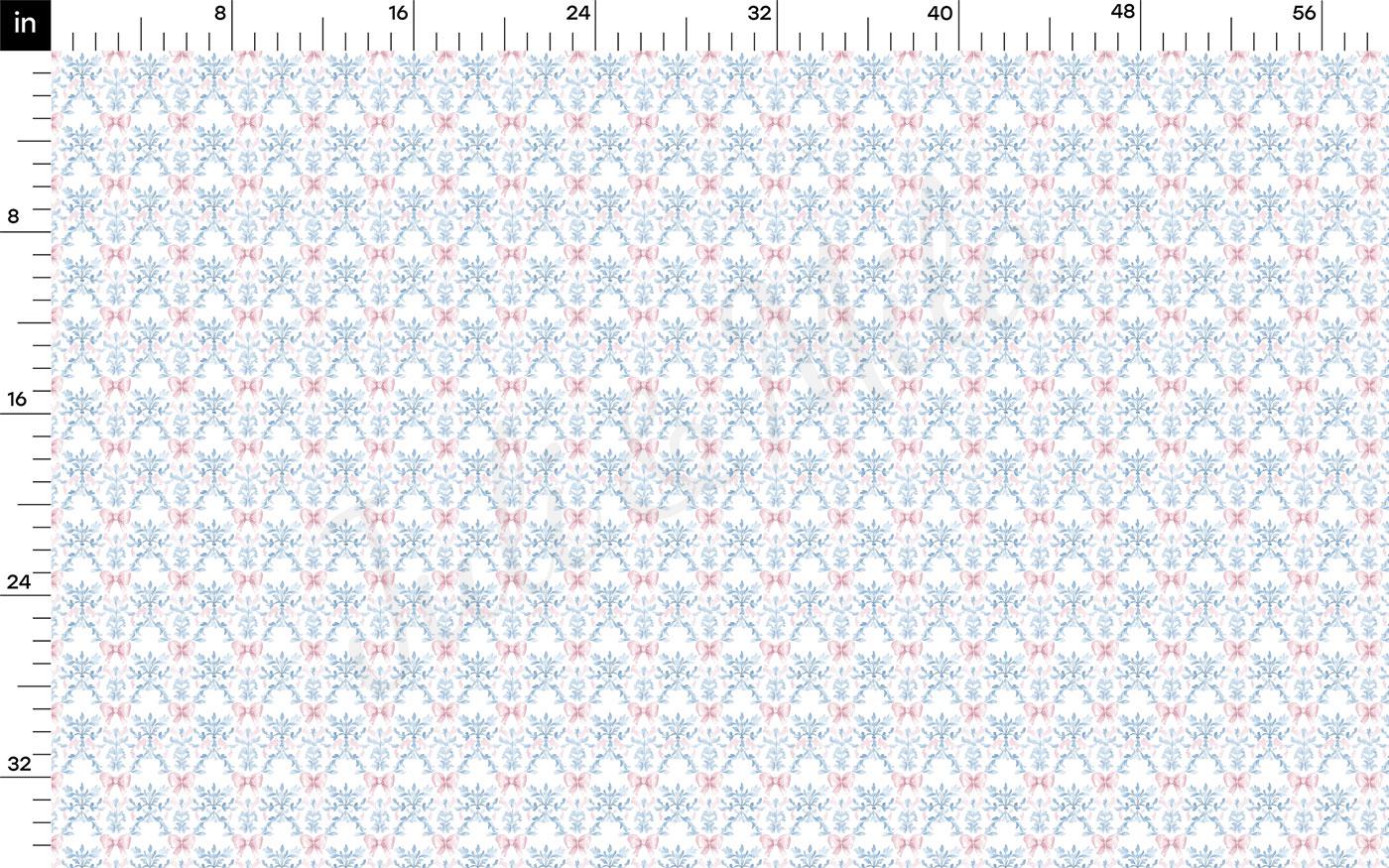 The image is a repeating pattern of blue and pink snowflakes on a white background.