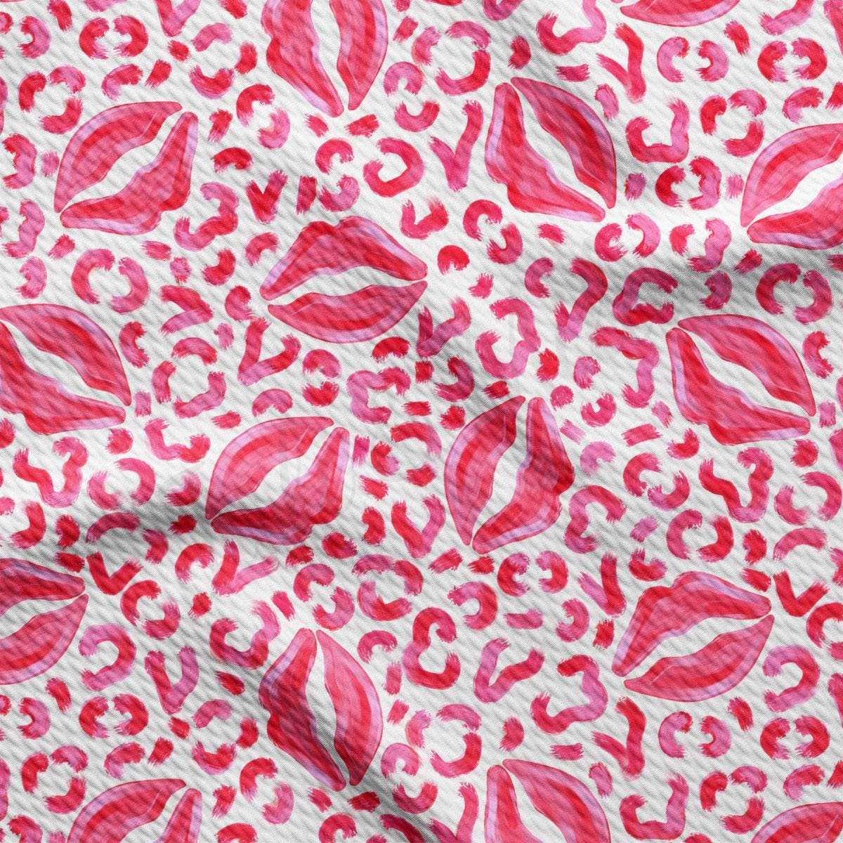 a red and white animal print fabric