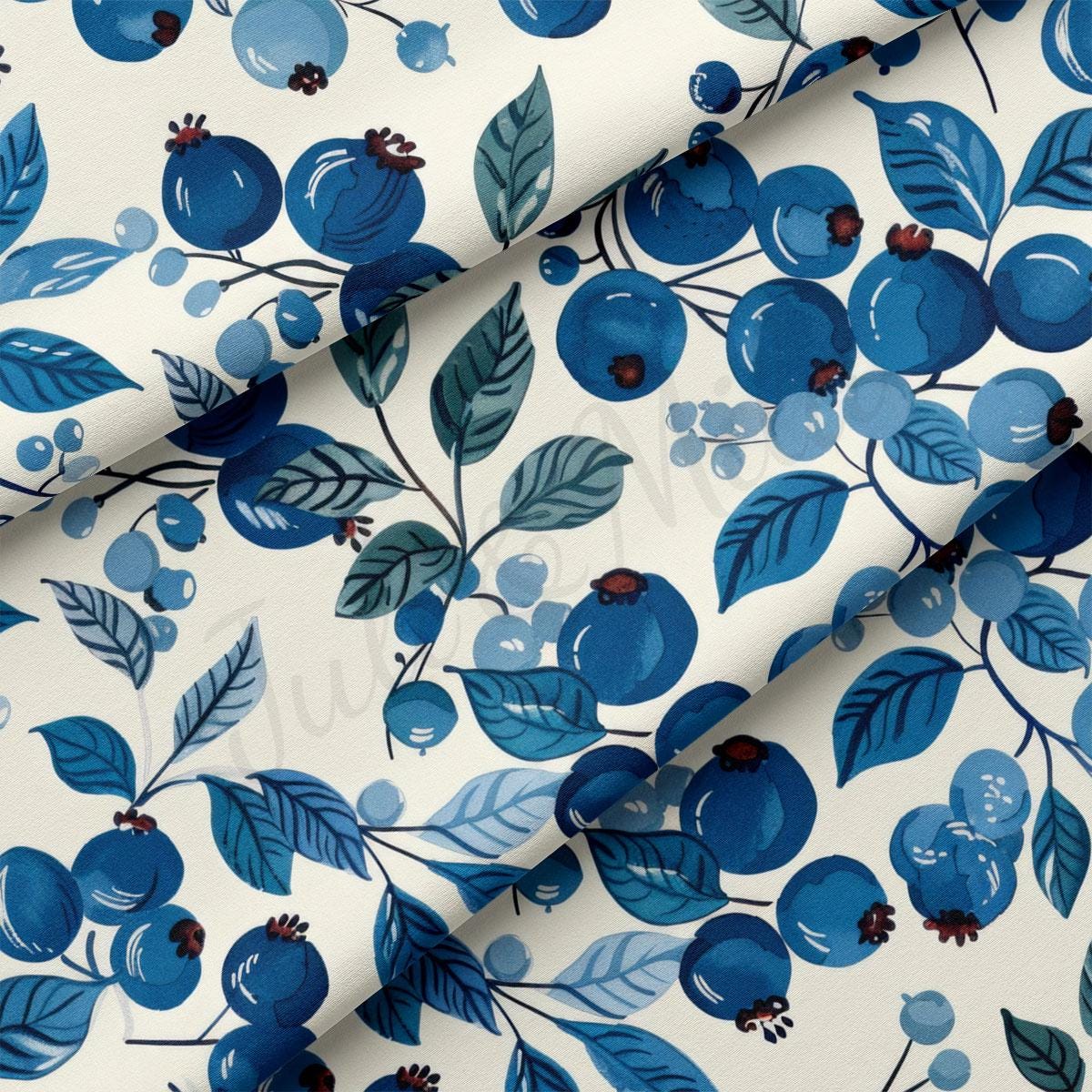 a blue and white floral print on a white background