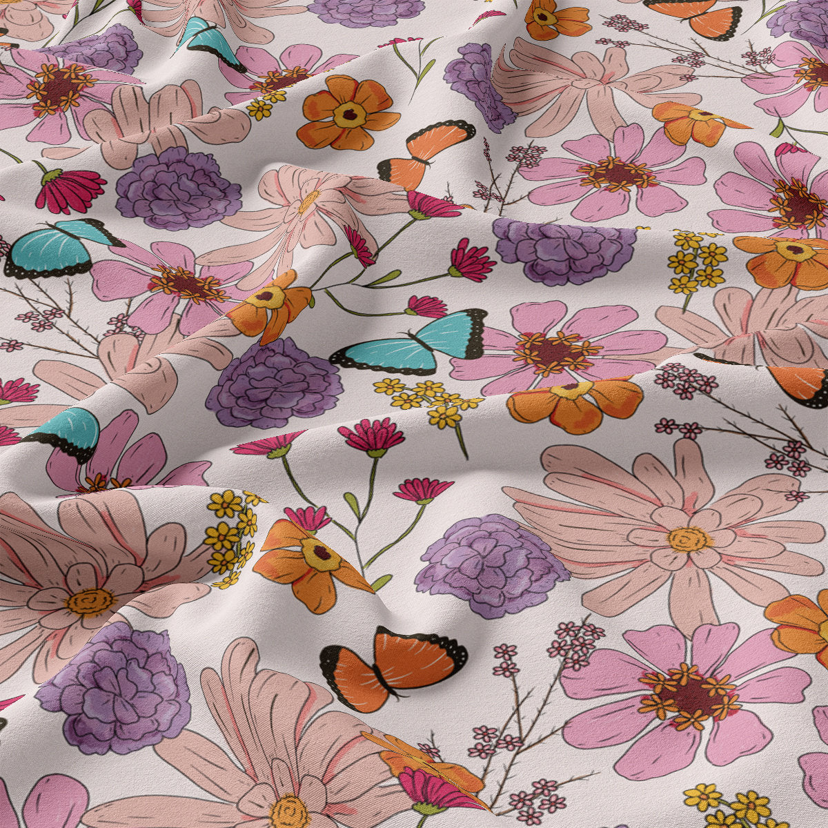 DBP Fabric Double Brushed Polyester DBP2715 Floral Flowers