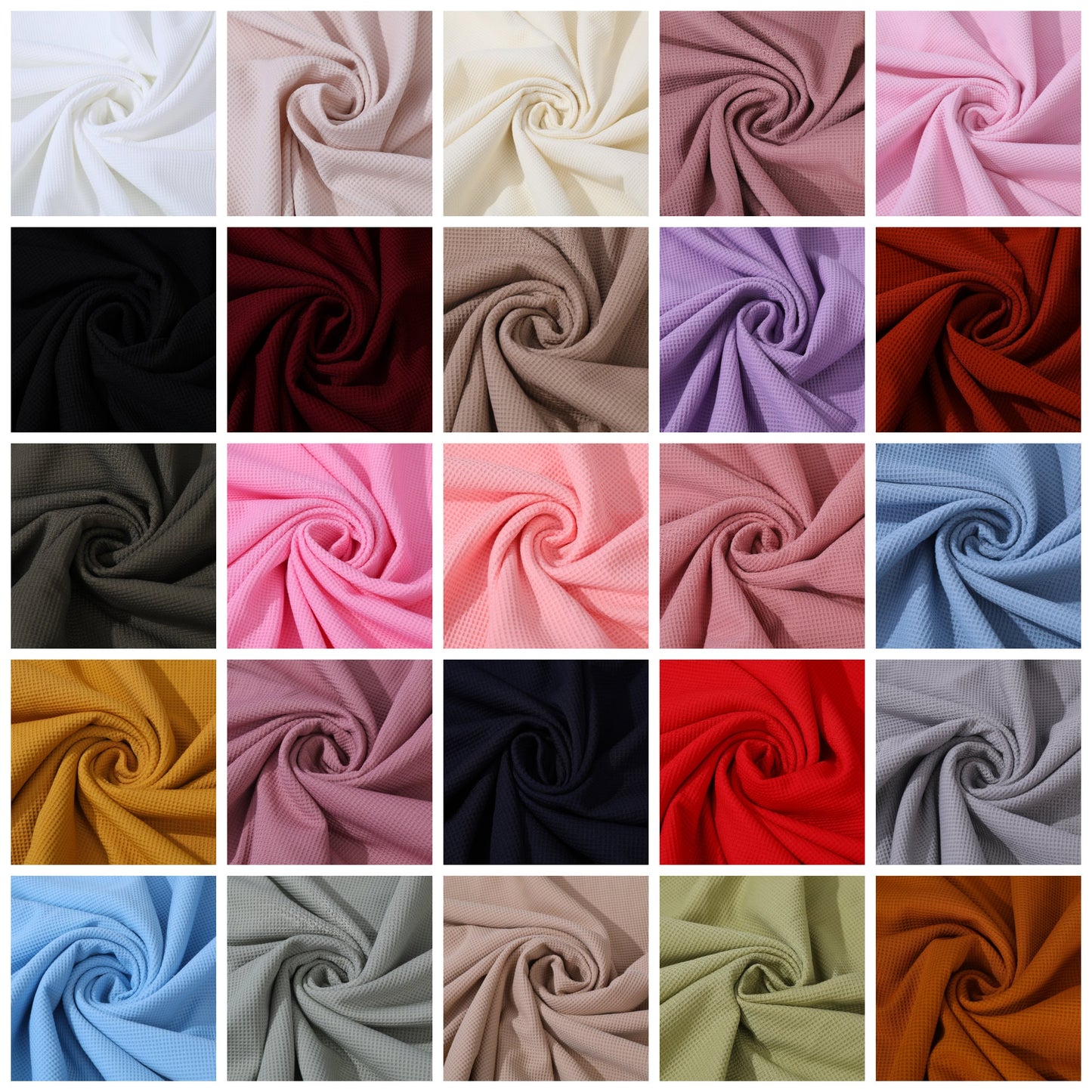 Stretchy Waffle Fabric by the yard, Waffle Knit Fabric, Stretchy Waffle Fabric, Polyester Spandex 60 inches wide Solid Colors
