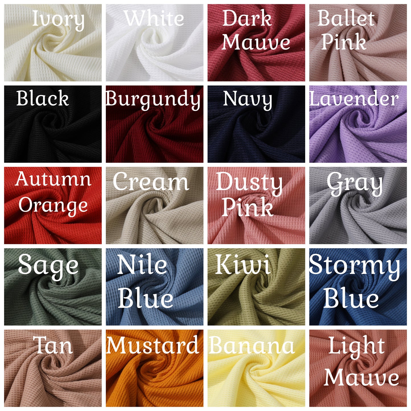 Waffle Fabric by the yard Waffle Knit Fabric Stretchy Waffle Polyester Spandex 60 inches wide Solid Colors 220GSM