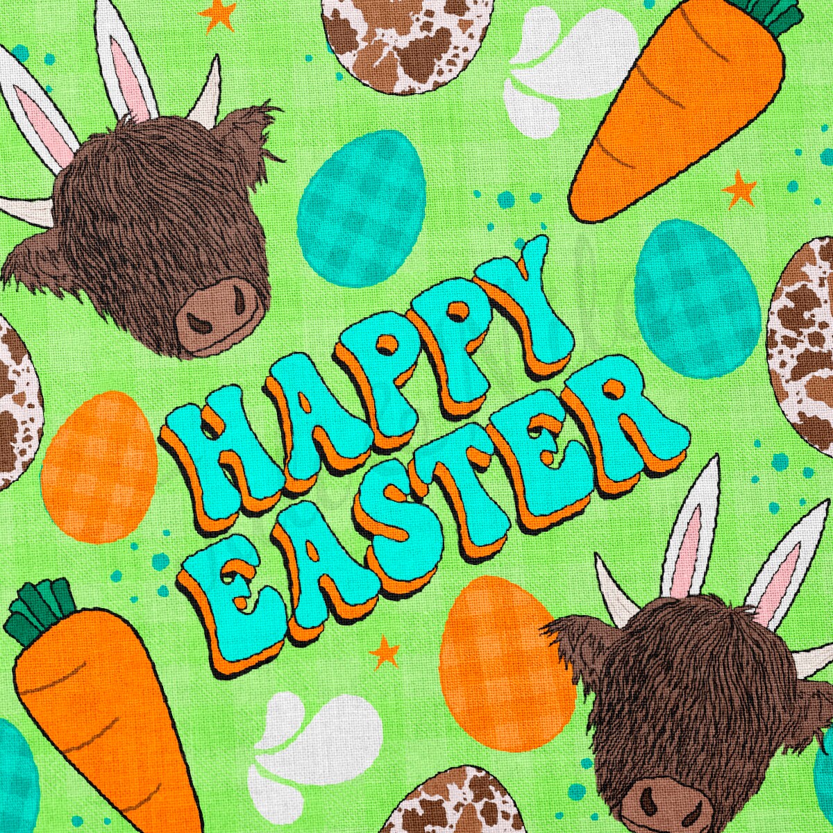 100% Cotton Fabric By the Yard Printed in USA Cotton Sateen -  Cotton  CTN1408 Easter