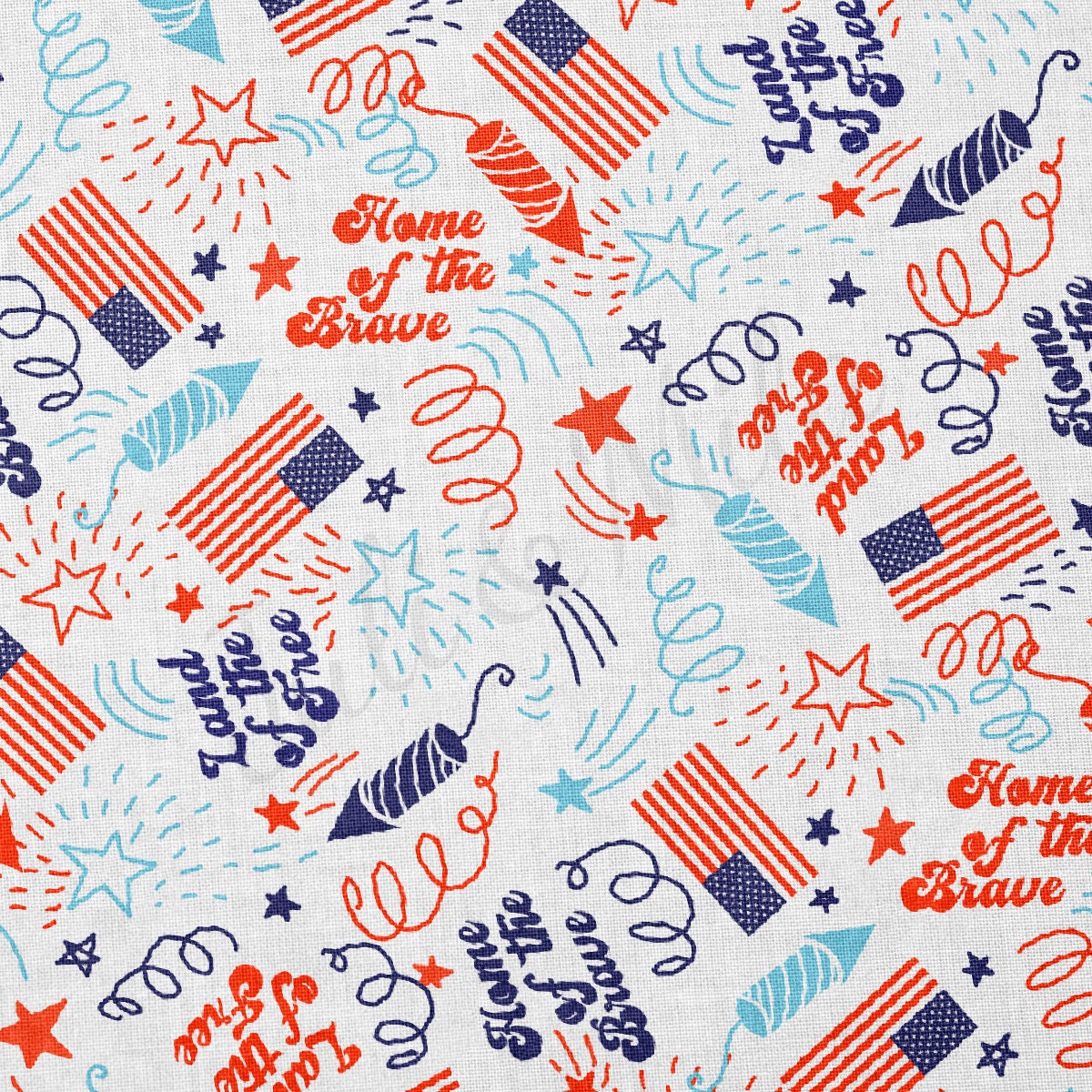 100% Cotton Fabric By the Yard Printed in USA Cotton Sateen -  Cotton CTNPT54 4th of July