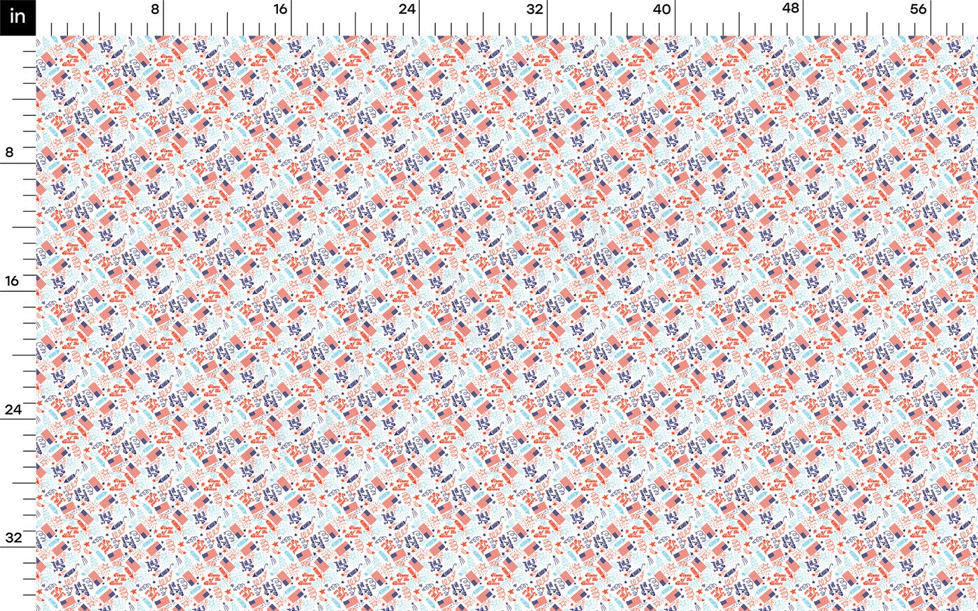 100% Cotton Fabric By the Yard Printed in USA Cotton Sateen -  Cotton CTNPT54 4th of July