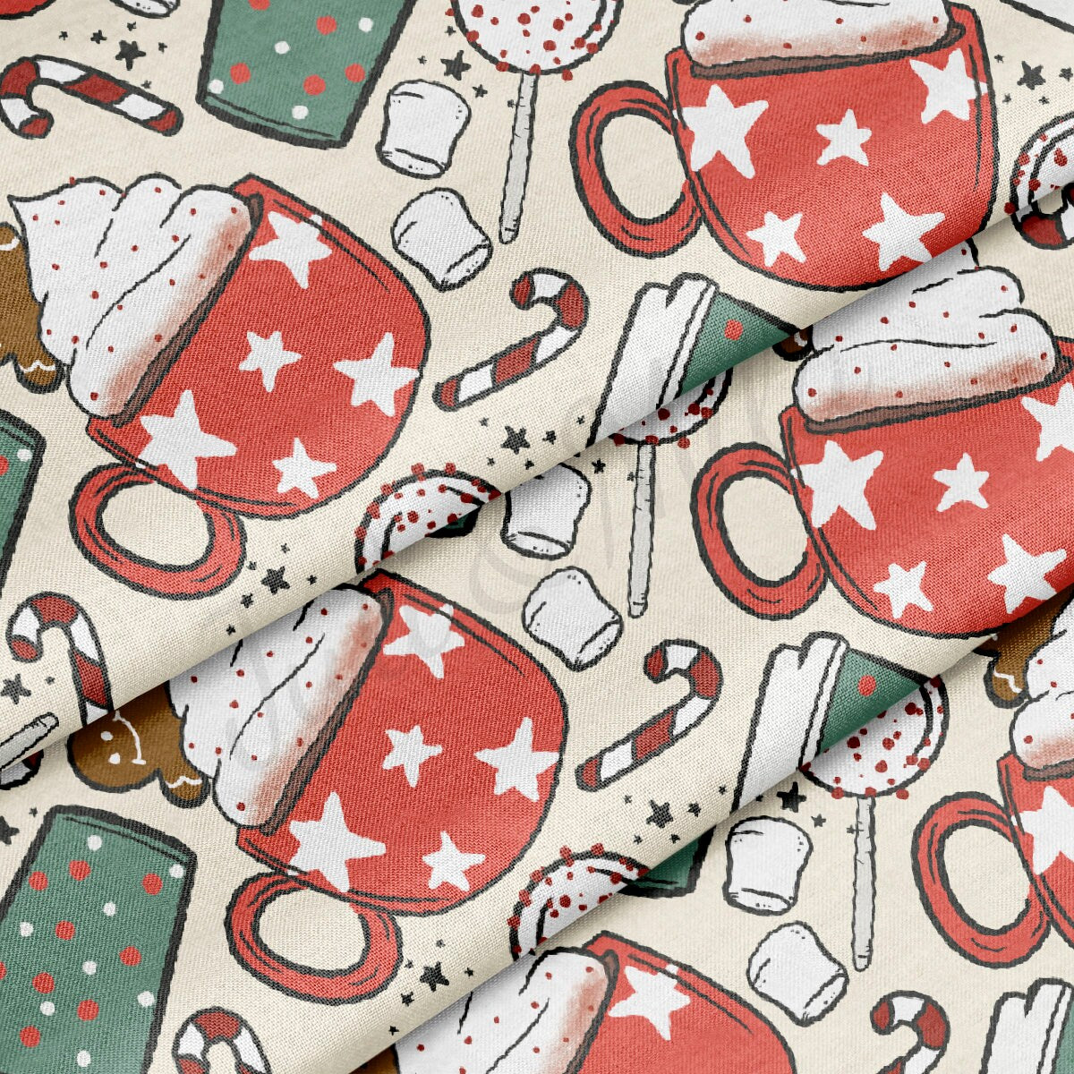 100% Cotton Fabric By the Yard Printed in USA Cotton Sateen -  Cotton  CTN01 Christmas