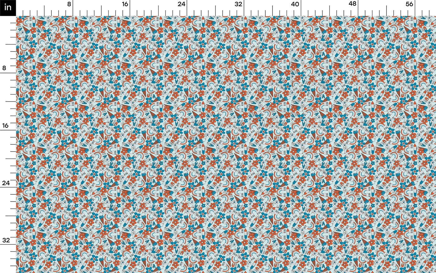 100% Cotton Fabric By the Yard Printed in USA Cotton Sateen -  Cotton CTN1227 4th of July Patriotic
