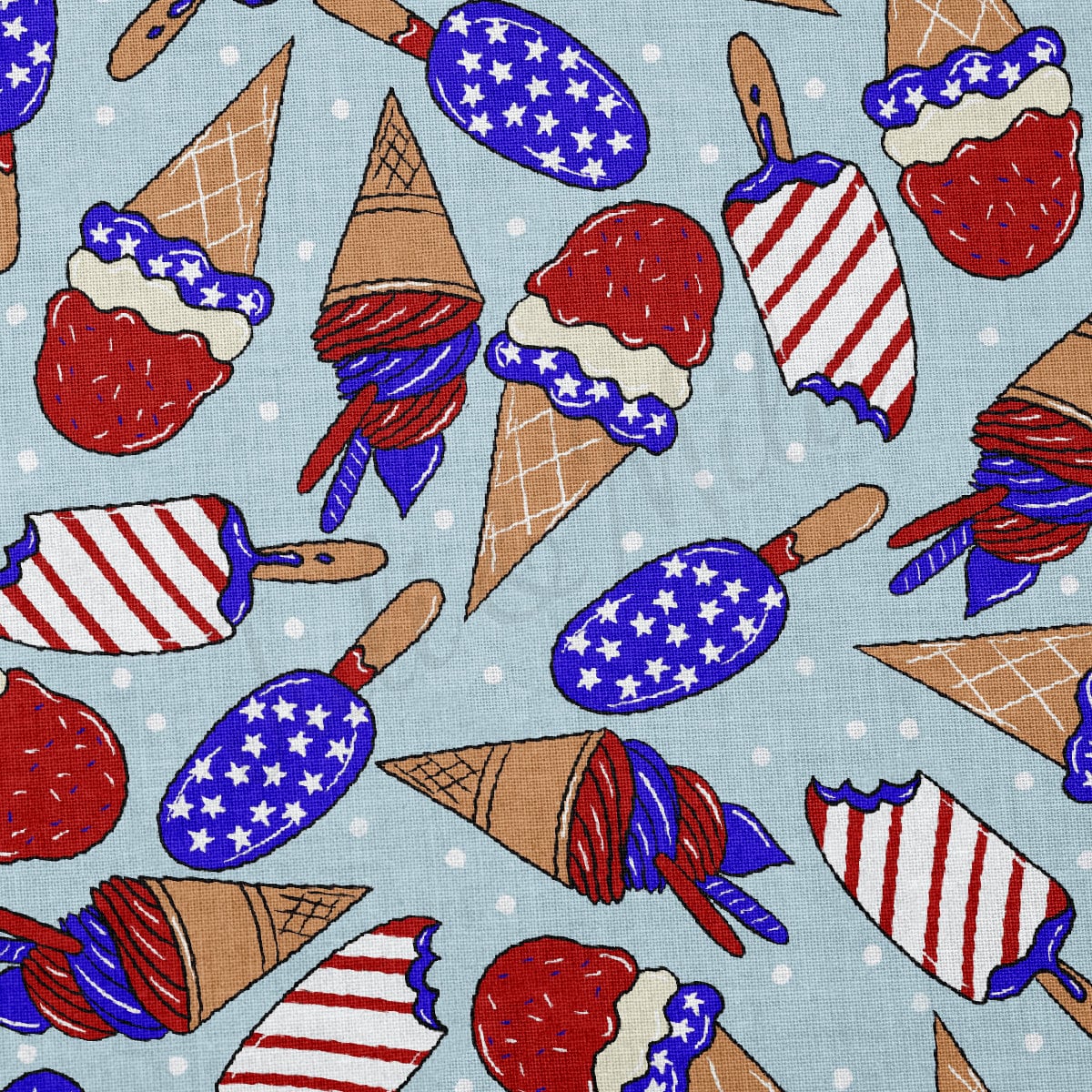 100% Cotton Fabric By the Yard Printed in USA Cotton Sateen -  Cotton CTNPT56 4th of July