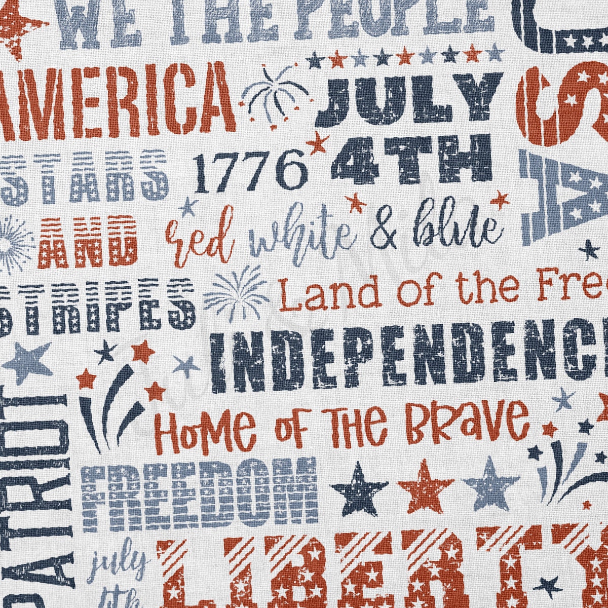 100% Cotton Fabric By the Yard Printed in USA Cotton Sateen -  Cotton CTNPT86 4th of July