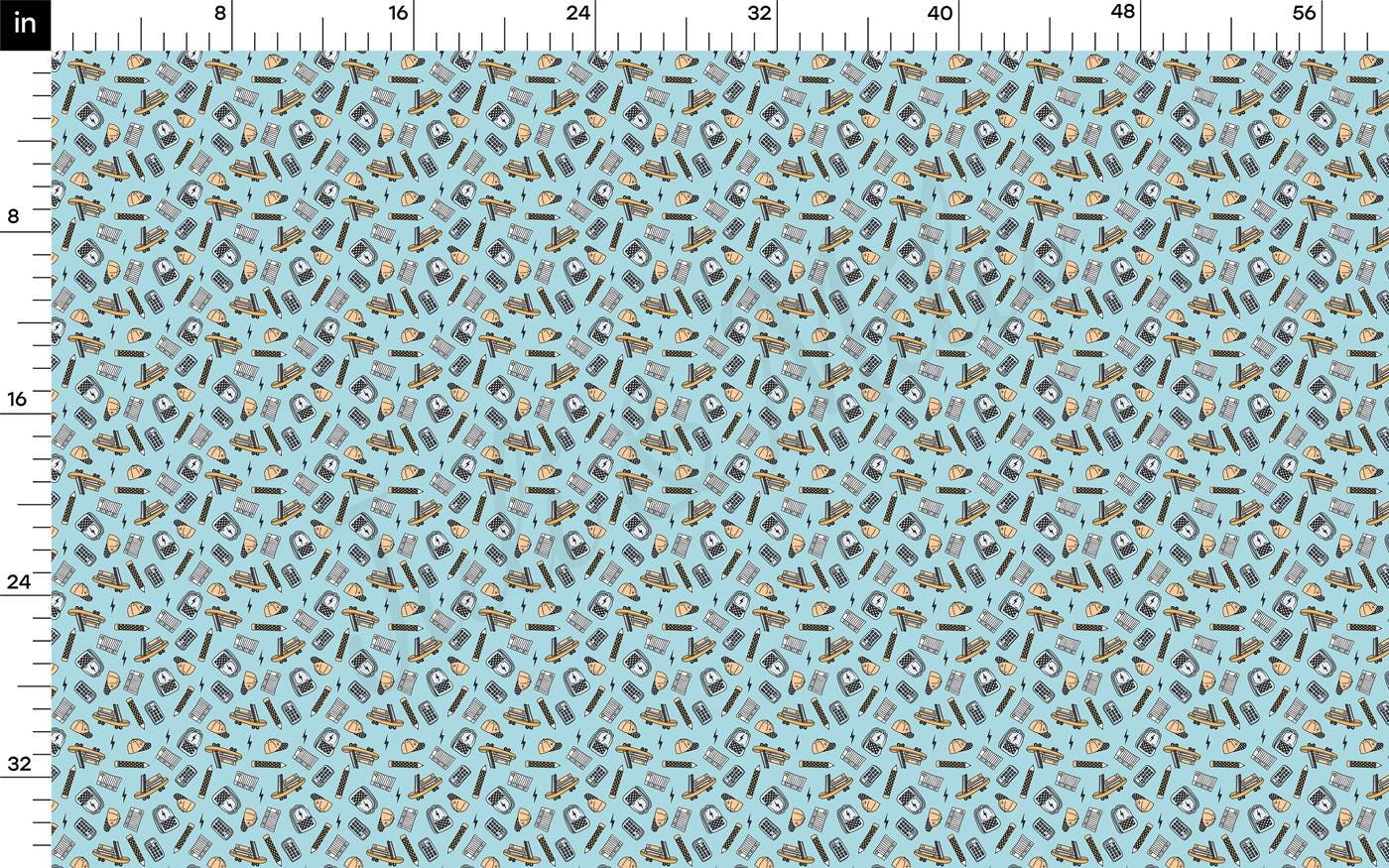 a blue and brown pattern with a ruler in front of it