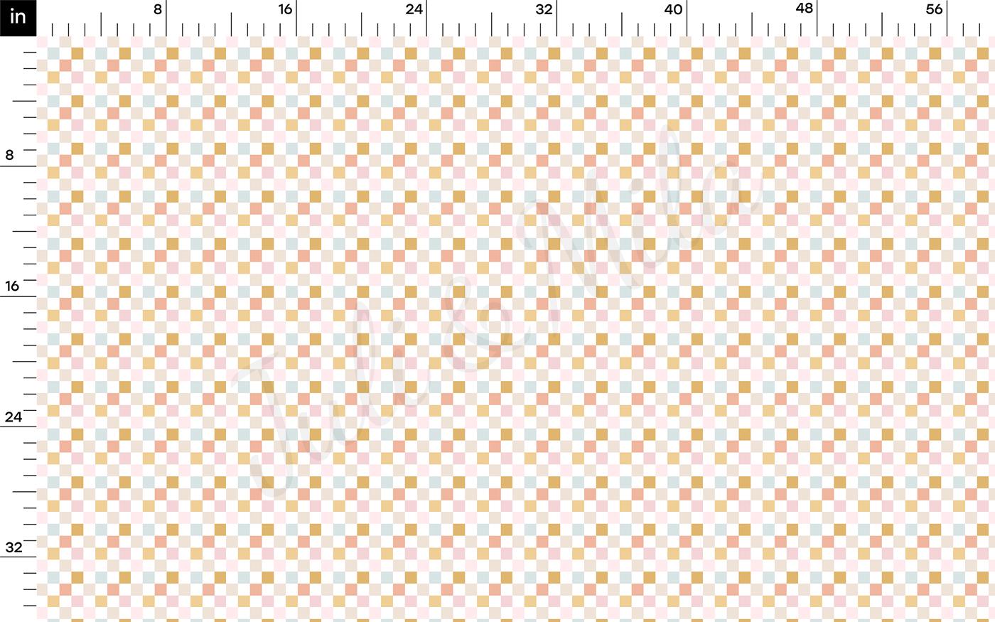a ruler with an orange and white checkered pattern