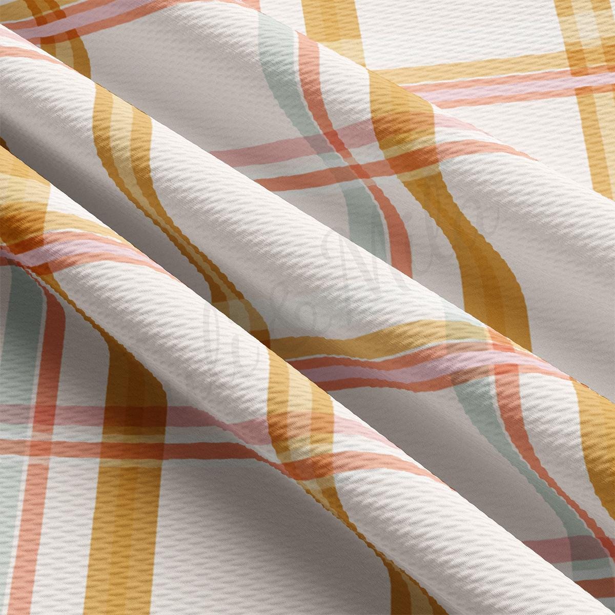 a close up of a white and orange checkered fabric