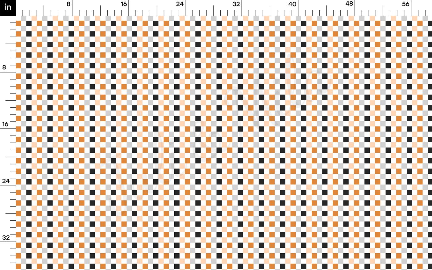 an orange and black checkered pattern on a white background