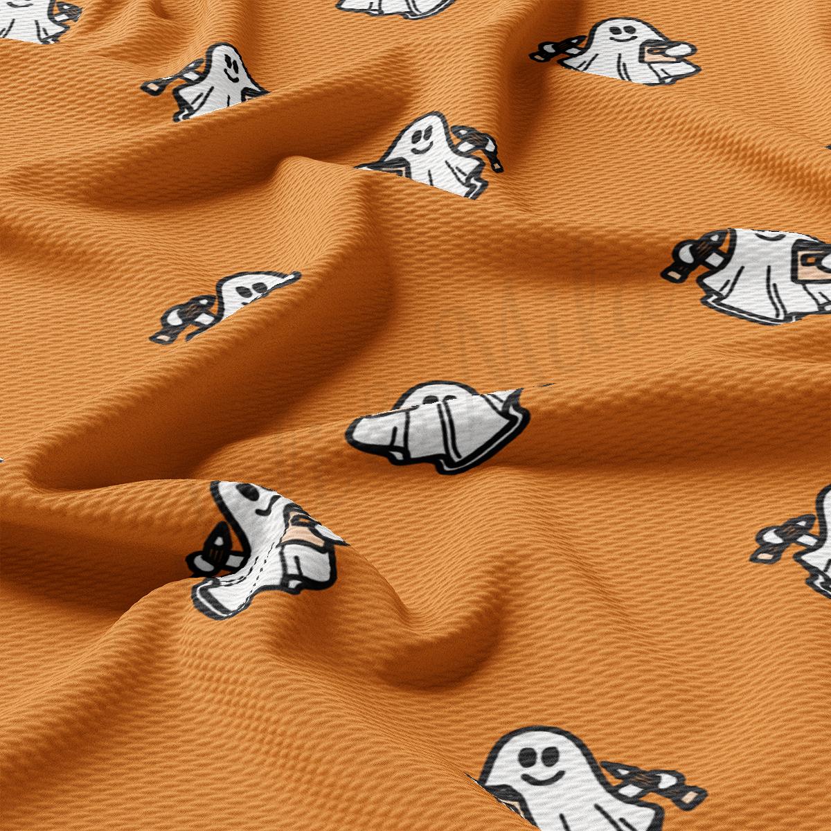 a close up of a fabric with ghost on it