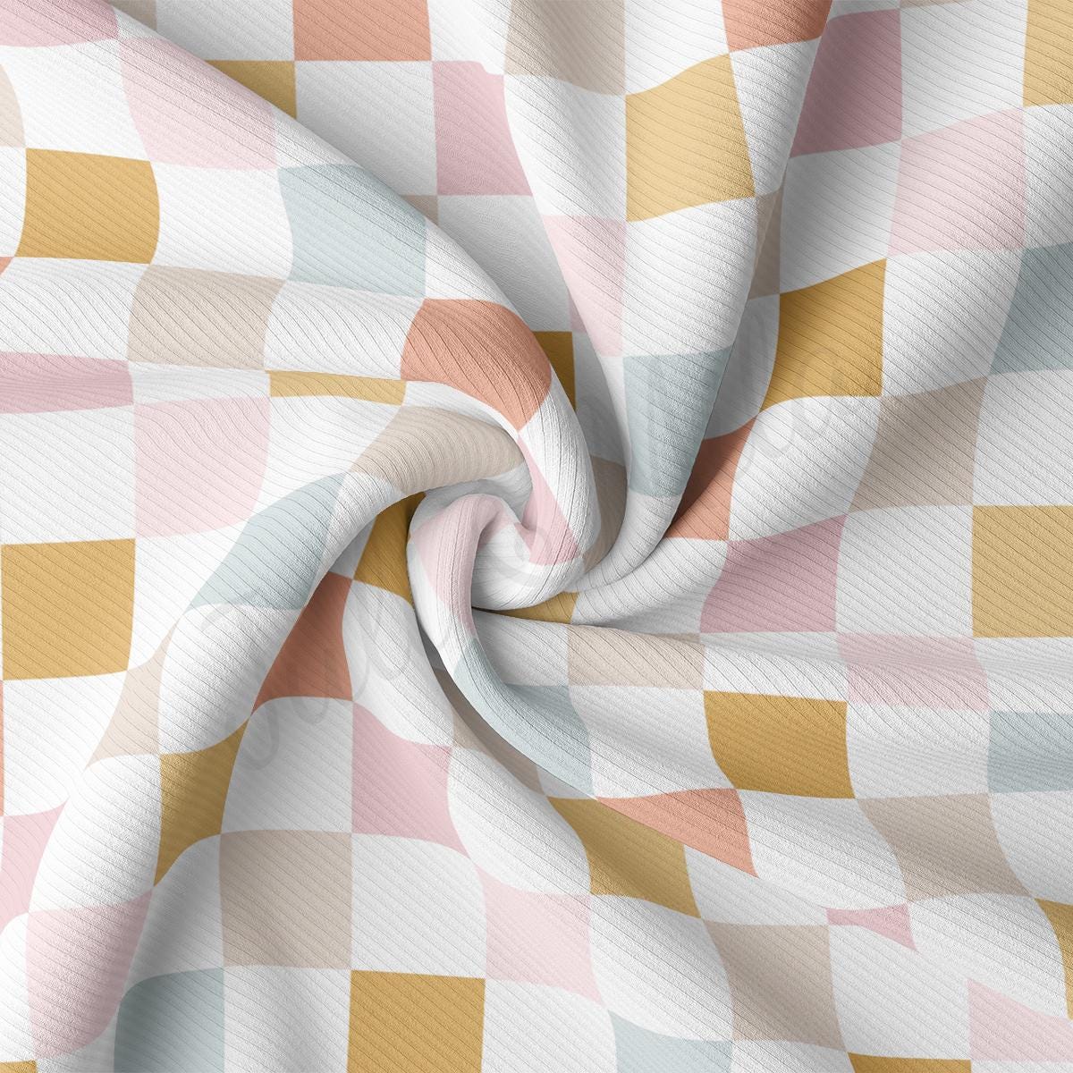 a checkered fabric with a circular design