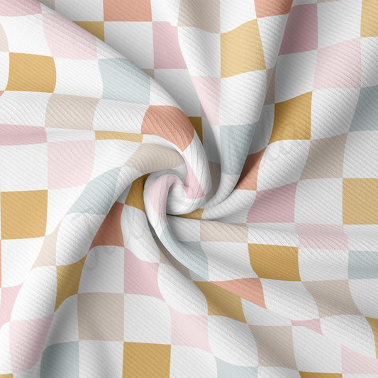 a checkered fabric with a circular design