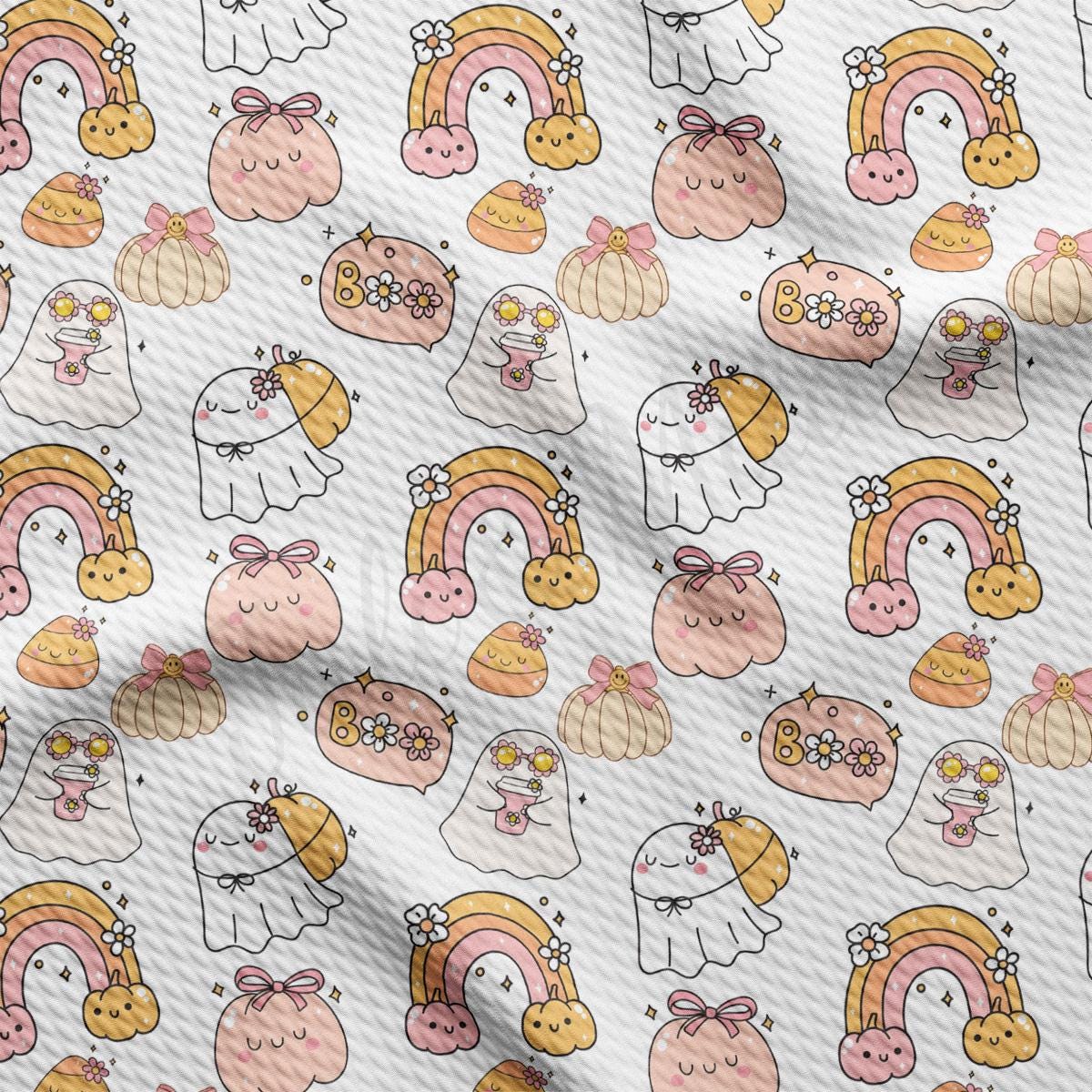 a close up of a pattern of unicorns and rainbows