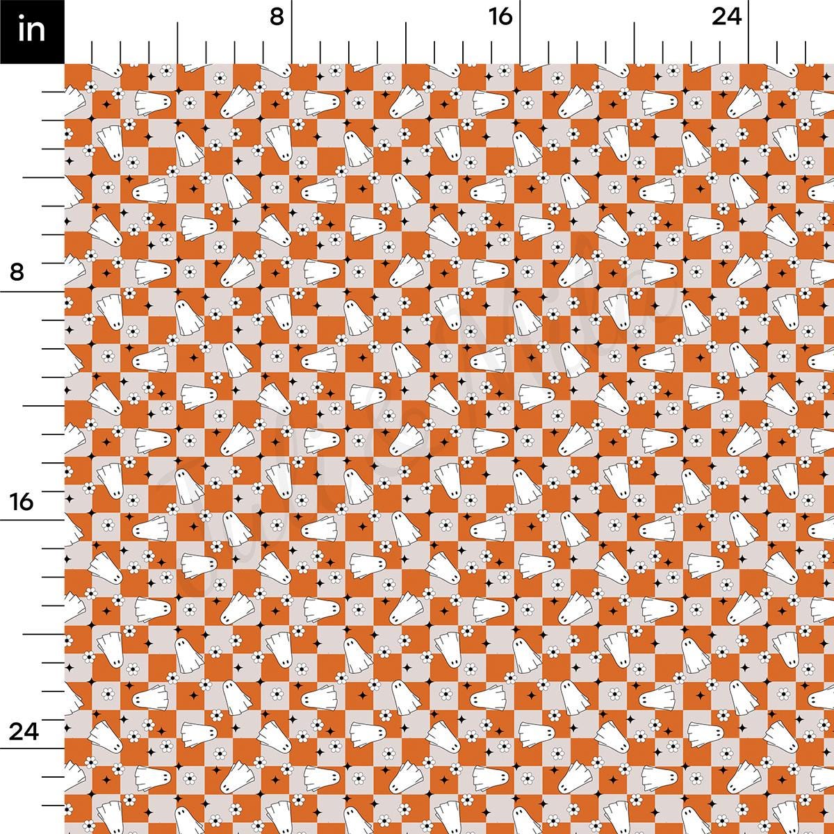 an orange and white pattern with white dots