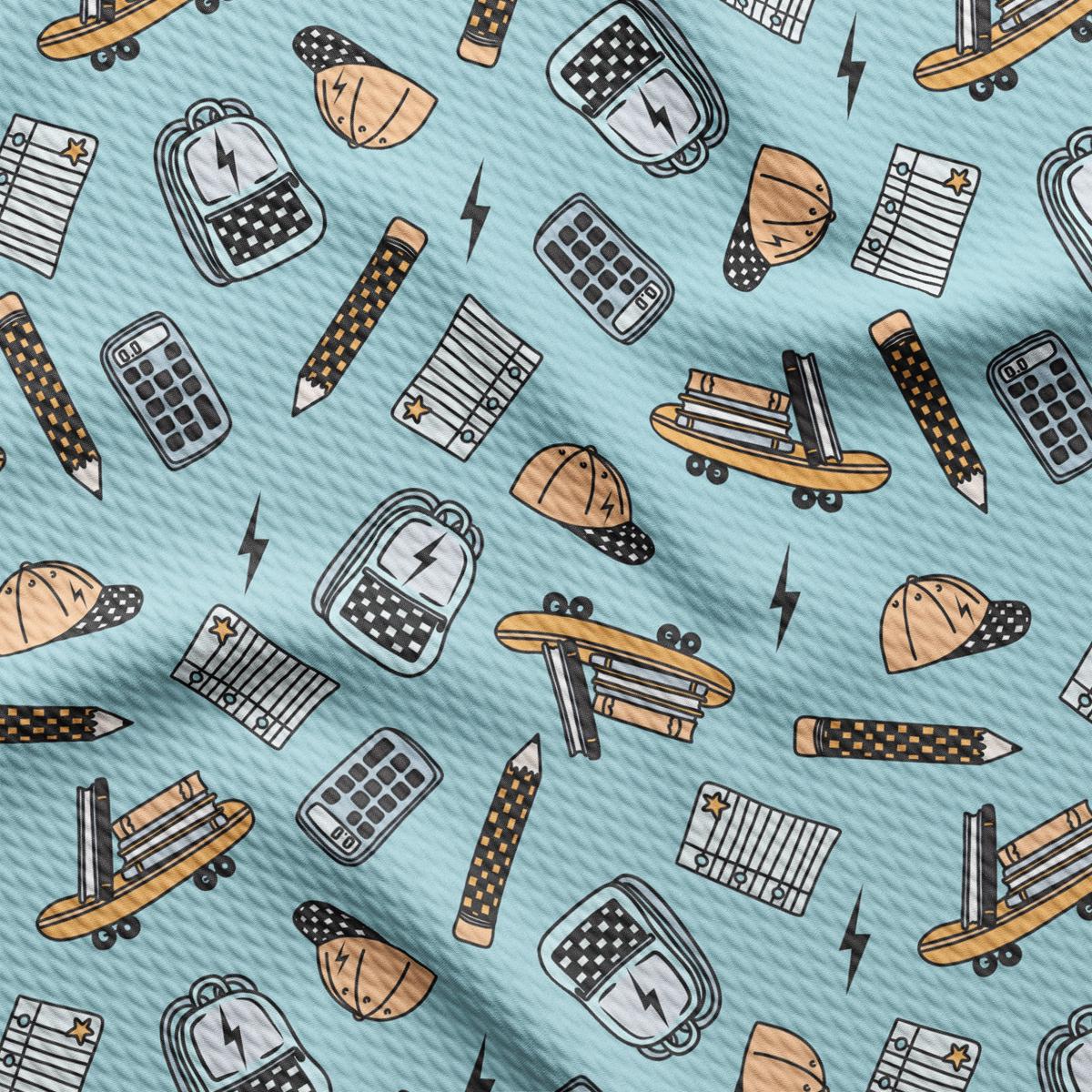 a blue background with a bunch of different things on it