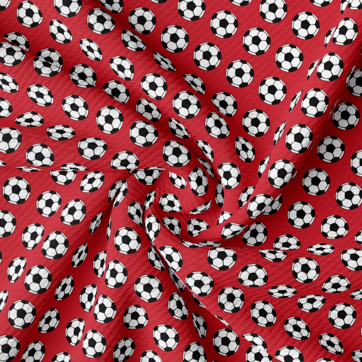 a red background with soccer balls on it