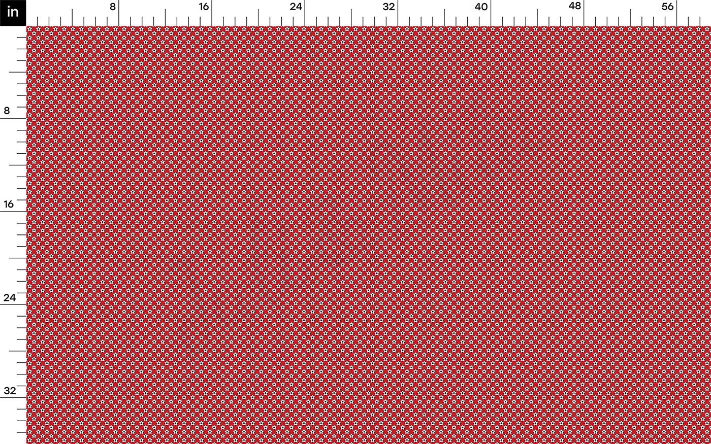 a red background with a line of dots