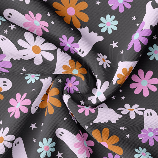 a black background with flowers and ghost on it