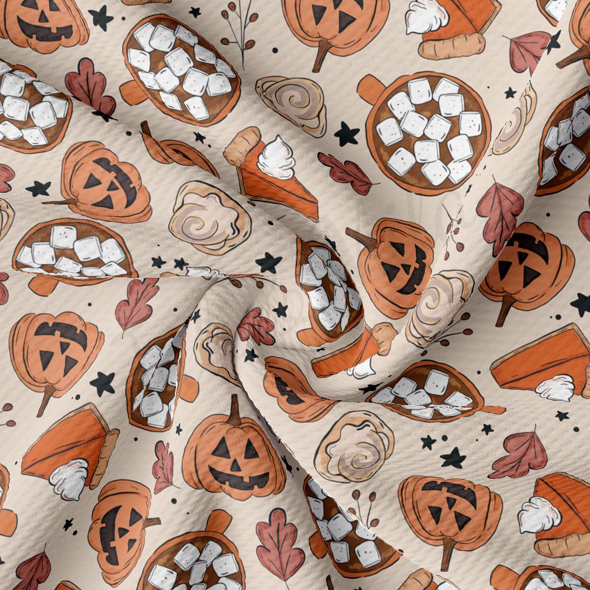 a pattern of pumpkins and jack - o'- lanterns on a white background