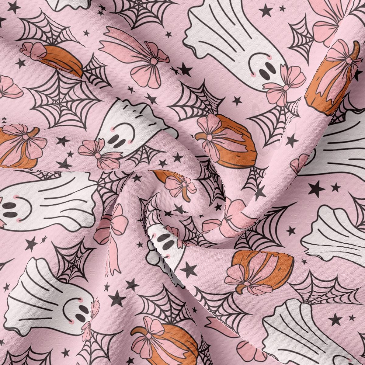 a pink background with a pattern of skulls and stars