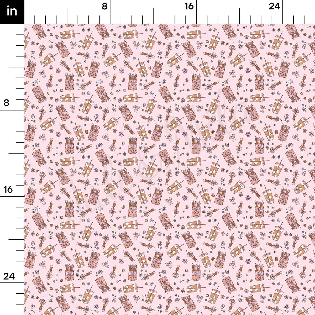 a ruler with a pink and brown pattern on it