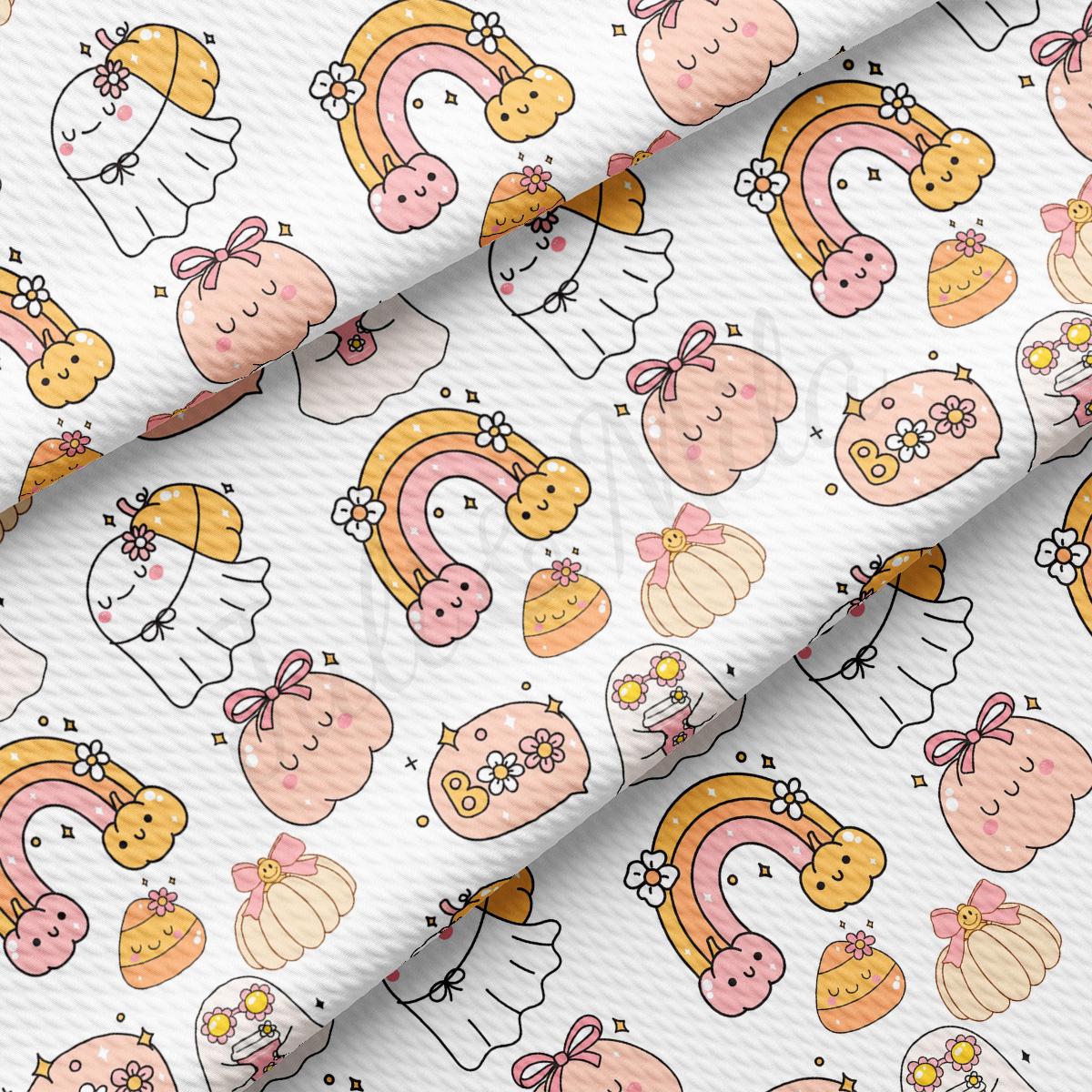a white background with pink and yellow unicorns on it