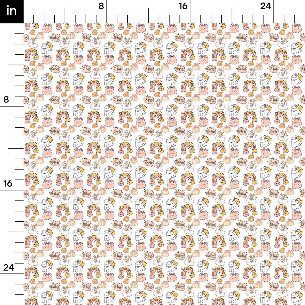 a ruler with a pattern of cats and rainbows on it