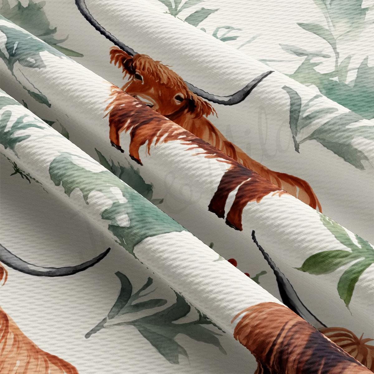a close up of a curtain with a pattern of animals on it