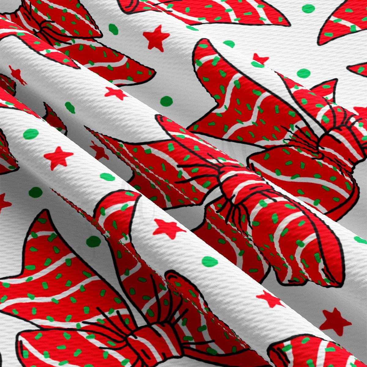 a red and green christmas pattern on a white background