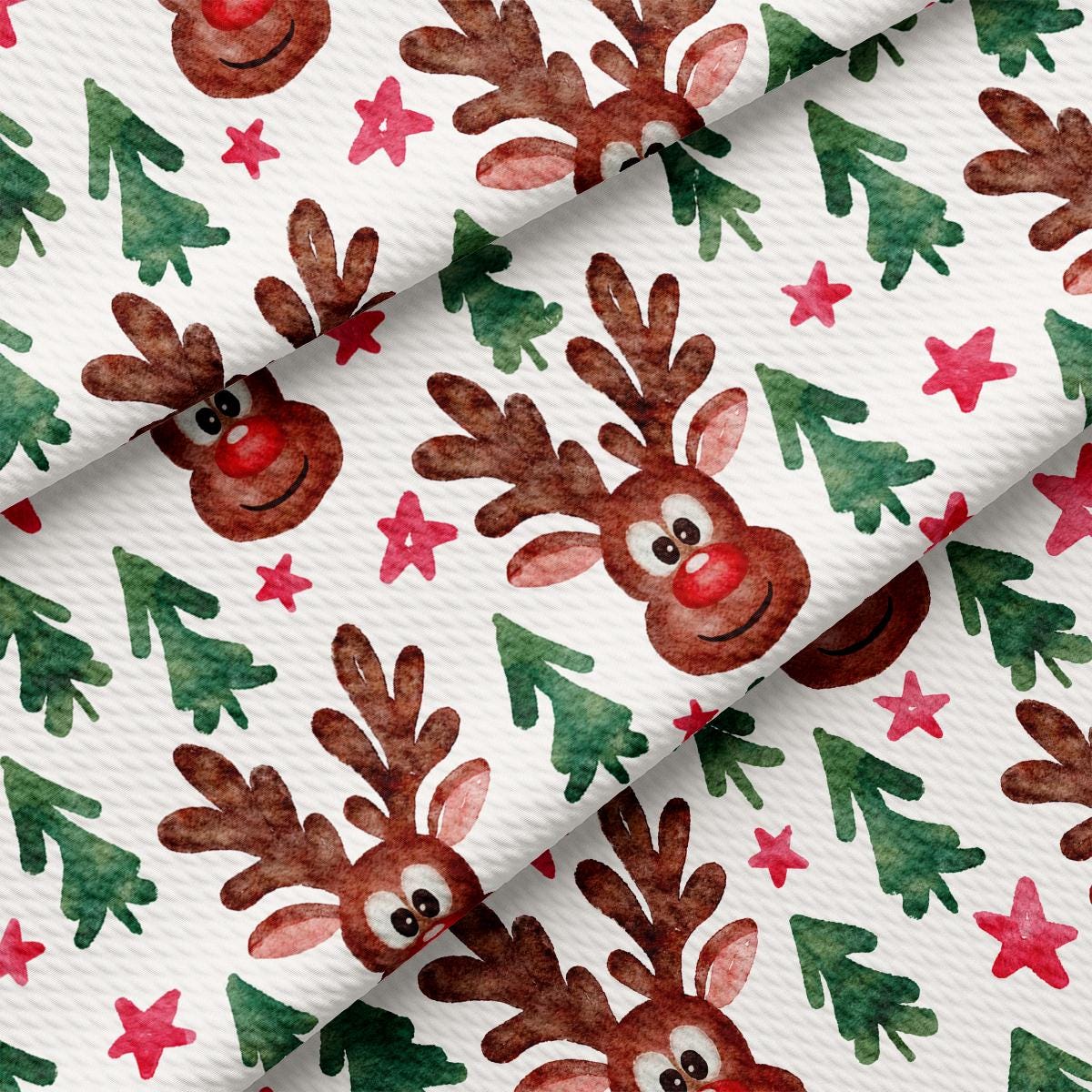 a watercolor christmas pattern with reindeers and stars